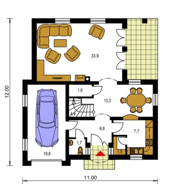 Mirror image | Floor plan of ground floor - KLASSIK 112